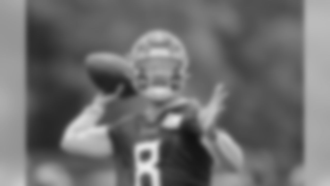 NASHVILLE, TN - JUNE 12, 2019 - Marcus Mariota #8 of Tennessee Titans during OTA practice in Nashville, TN. Photo By Donald Page/Tennessee Titans