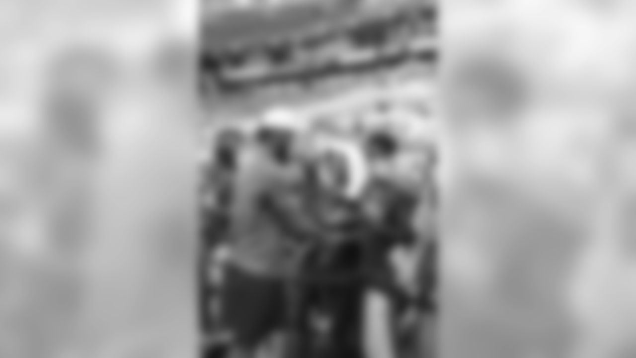 NASHVILLE, TN - AUGUST 25, 2019 - Quarterback Marcus Mariota #8 of the Tennessee Titans with Motiva8 fans during the preseason home game between the Pittsburgh Steelers and the Tennessee Titans at Nissan Stadium in Nashville, TN. Photo By Donald Page/Tennessee Titans