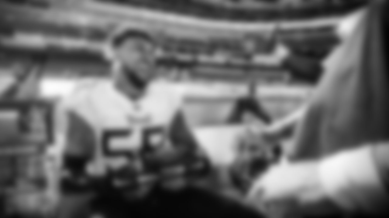 NASHVILLE, TN - SEPTEMBER 20, 2020 - Outside linebacker Harold Landry III #58 of the Tennessee Titans after interception during the game between the Tennessee Titans and the Jacksonville Jaguars at Nissan Stadium in Nashville, TN. Photo By Donald Page/Tennessee Titans