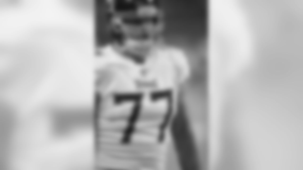 Tennessee Titans offensive tackle Taylor Lewan (77) warm-up before the Tennessee Titans played the Indianapolis Colts in an NFL football game in Indianapolis, Sunday, Nov. 18, 2018. (AP Photo/AJ Mast)