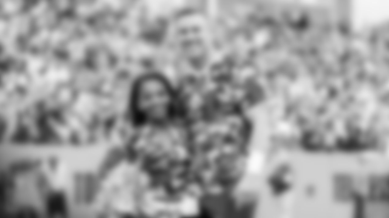 Tennessee Titans Cheerleaders Courtney P. and Brenan during the game between the Tennessee Titans and the New Orleans Saints at Nissan Stadium on November 14, 2021 in Nashville, TN. Photo By Lakin Householder/Tennessee Titans