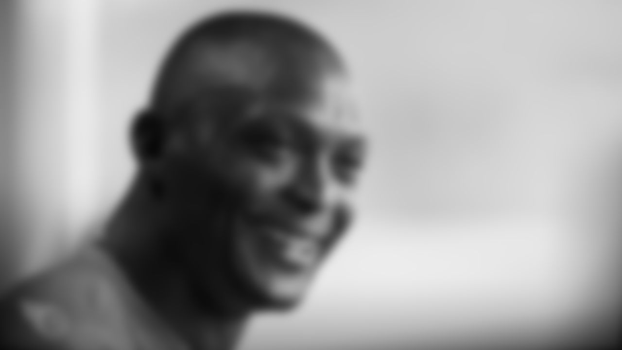 NASHVILLE, TN - SEPTEMBER 12, 2019 - Tennessee Titans legend Eddie George talks to the media after practice at Saint Thomas Sports Park in Nashville, TN. Photo By Donald Page/Tennessee Titans