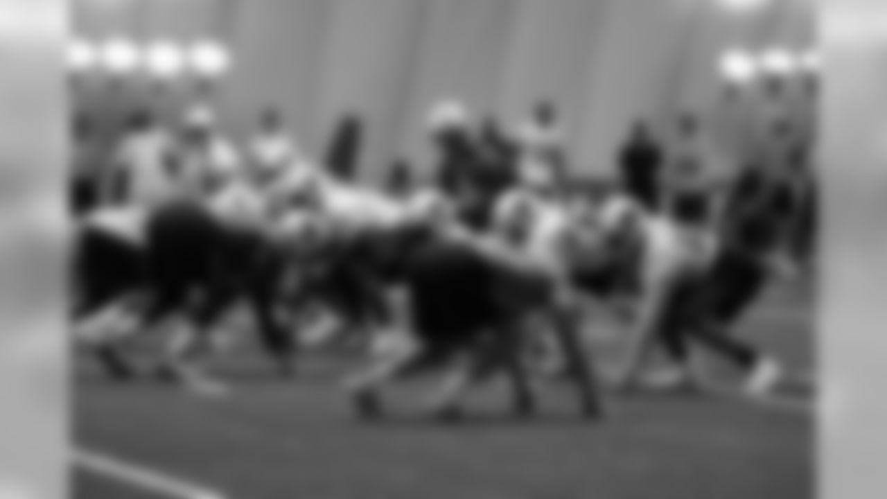 Titans players practice inside during Tuesday's organized training activity (OTA) at Baptist Sports Park in Nashville, Tenn.
