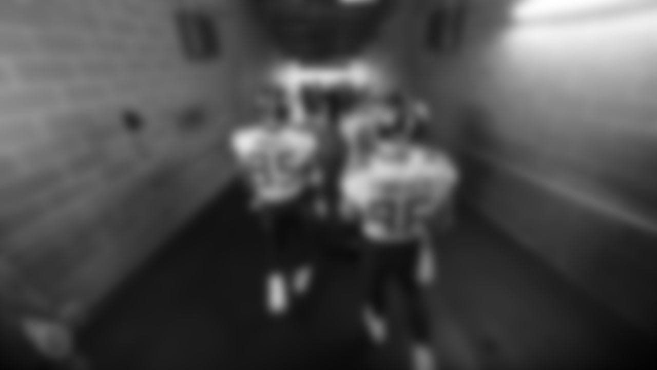 HOUSTON, TX - DECEMBER 29, 2019 - Tight end MyCole Pruitt #85 of the Tennessee Titans and Tight end Anthony Firkser #86 of the Tennessee Titans in the tunnel before the game between the Tennessee Titans and the Houston Texans at NRG Stadium in Houston, TX. Photo By Donald Page/Tennessee Titans