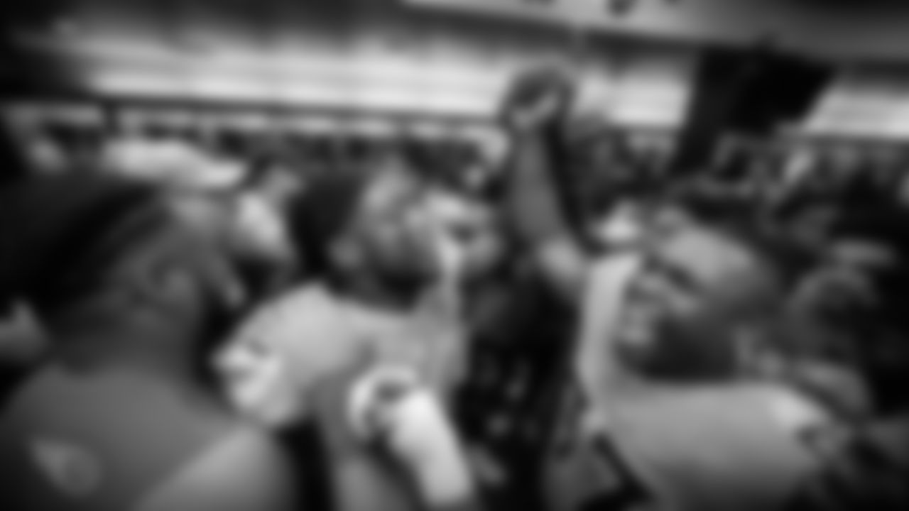 NASHVILLE, TN - OCTOBER 20, 2019 - Running back Derrick Henry #22 of the Tennessee Titans andDefensive tackle Isaiah Mack #97 of the Tennessee Titans in the locker room after the game between the Tennessee Titans and the Los Angeles Chargers at Nissan Stadium in Nashville, TN. Photo By Donald Page/Tennessee Titans