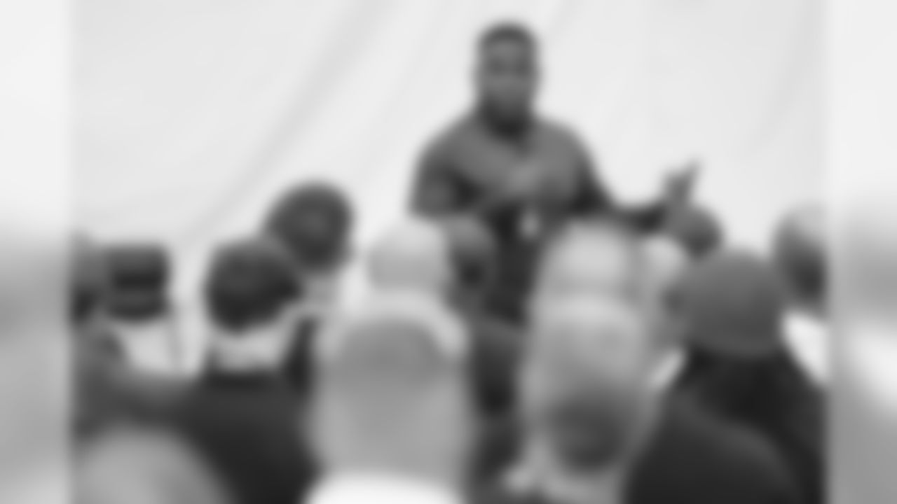 NASHVILLE, TN - JUNE 04, 2019 - head coach Derek Mason of the Vanderbilt Commodores speaks during the Coaching Clinic event in Nashville, TN. Photo By Donald Page/Tennessee Titans