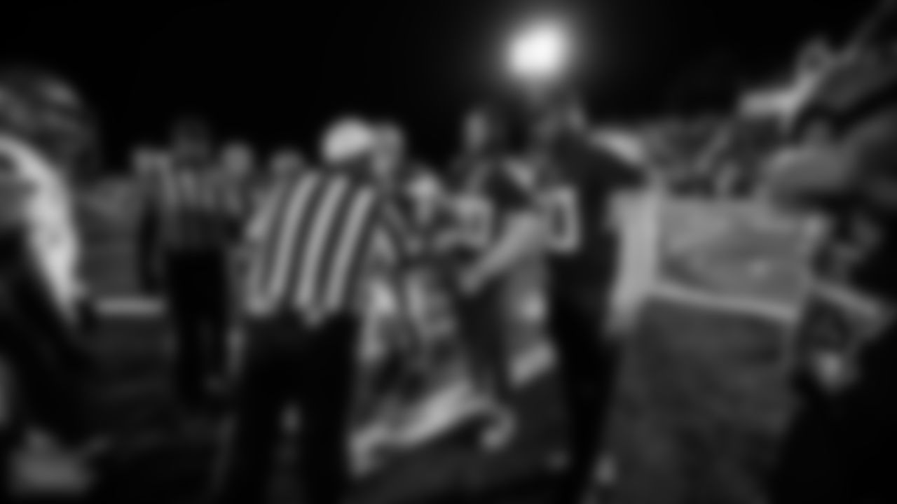 Lonnie Johnson Jr. #20 and Defensive tackle Naquan Jones #90 of the Tennessee Titans at Titans Friday Night Lights at Page High School on October 21, 2022 in Nashville, TN. Photo By Emily Starkey/Tennessee Titans