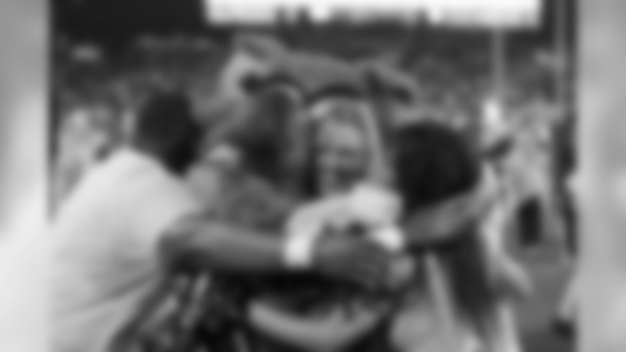 NASHVILLE, TN - AUGUST 25, 2019 - Tennessee Titans Cheerleader surprised with an engagement proposal during the preseason home game between the Pittsburgh Steelers and the Tennessee Titans at Nissan Stadium in Nashville, TN. Photo By Donald Page/Tennessee Titans