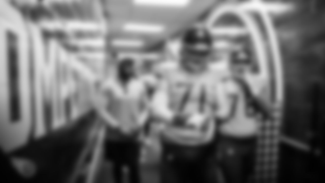 NASHVILLE, TN - OCTOBER 20, 2019 - Tackle/guard Dennis Kelly #71 of the Tennessee Titans and Tackle Jack Conklin #78 of the Tennessee Titans in the locker room before the game between the Tennessee Titans and the Los Angeles Chargers at Nissan Stadium in Nashville, TN. Photo By Donald Page/Tennessee Titans