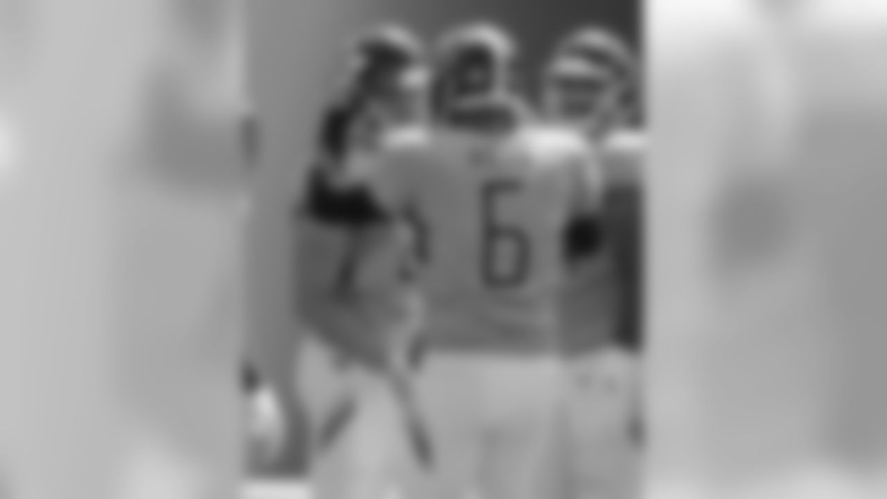 Tennessee Titans holder Brett Kern (6) congratulates kicker Ryan Succop after a field goal against the Jacksonville Jaguars during the first half of an NFL football game, Sunday, Sept. 23, 2018, in Jacksonville, Fla. (AP Photo/Stephen B. Morton)