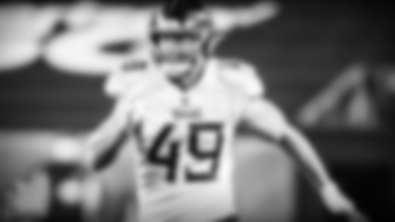 DENVER, CO - SEPTEMBER 14, 2020 - Linebacker Nick Dzubnar #49 of the Tennessee Titans during the Monday Night Football game between the Tennessee Titans and the Denver Broncos at Empower Field at Mile High. Photo By Donald Page/Tennessee Titans
