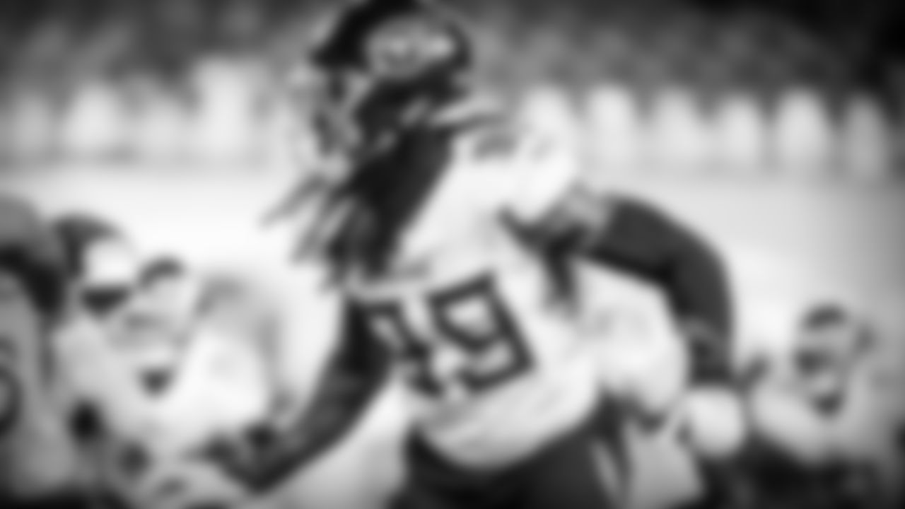 DENVER, CO - SEPTEMBER 14, 2020 - Outside linebacker Jadeveon Clowney #99 of the Tennessee Titans during the Monday Night Football game between the Tennessee Titans and the Denver Broncos at Empower Field at Mile High. Photo By Donald Page/Tennessee Titans