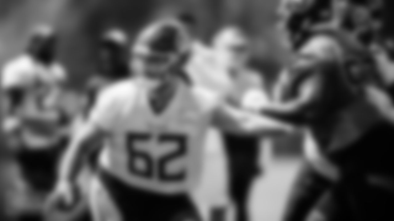 Center/guard Corey Levin #62 of the Tennessee Titans during minicamp practice at Saint Thomas Sports Park on June 15, 2022 in Nashville, TN. Photo By Donald Page/Tennessee Titans