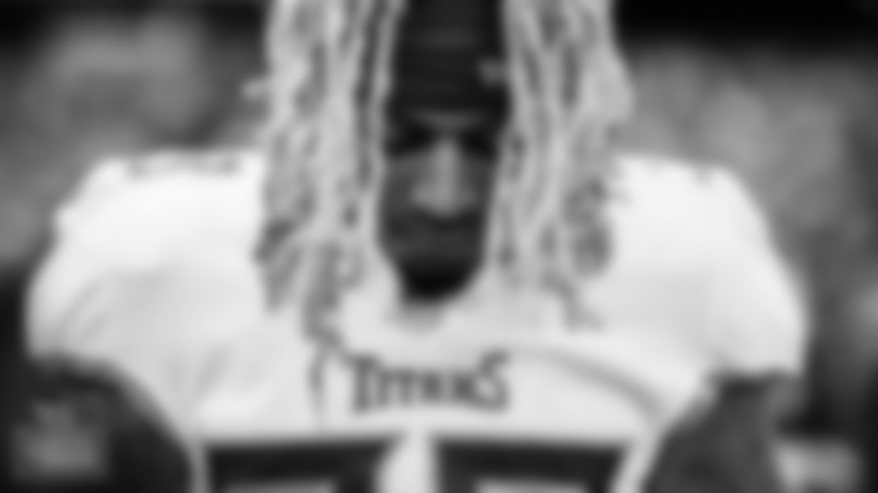 Cornerback Buster Skrine #38 of the Tennessee Titans during the national anthem before the game between the Tennessee Titans and the New England Patriots at Gillette Stadium on NOVEMBER 28, 2021 in Foxborough, MA. Photo By Donald Page/Tennessee Titans