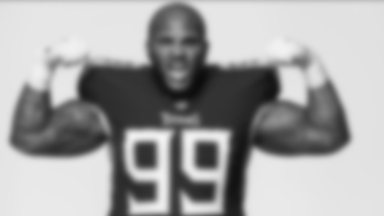 Tennessee Titans defensive end Jurrell Casey (99) poses for a photo during a portrait session on Monday, June 10, 2019 in Nashville, Tenn. (Cooper Neill via AP)
