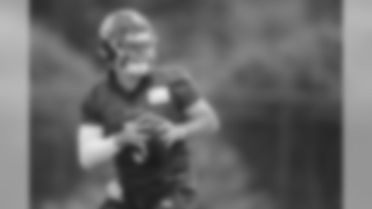NASHVILLE, TN - JUNE 11, 2019 - Logan Woodside #5 of Tennessee Titans during OTA practice in Nashville, TN. Photo By Donald Page/Tennessee Titans