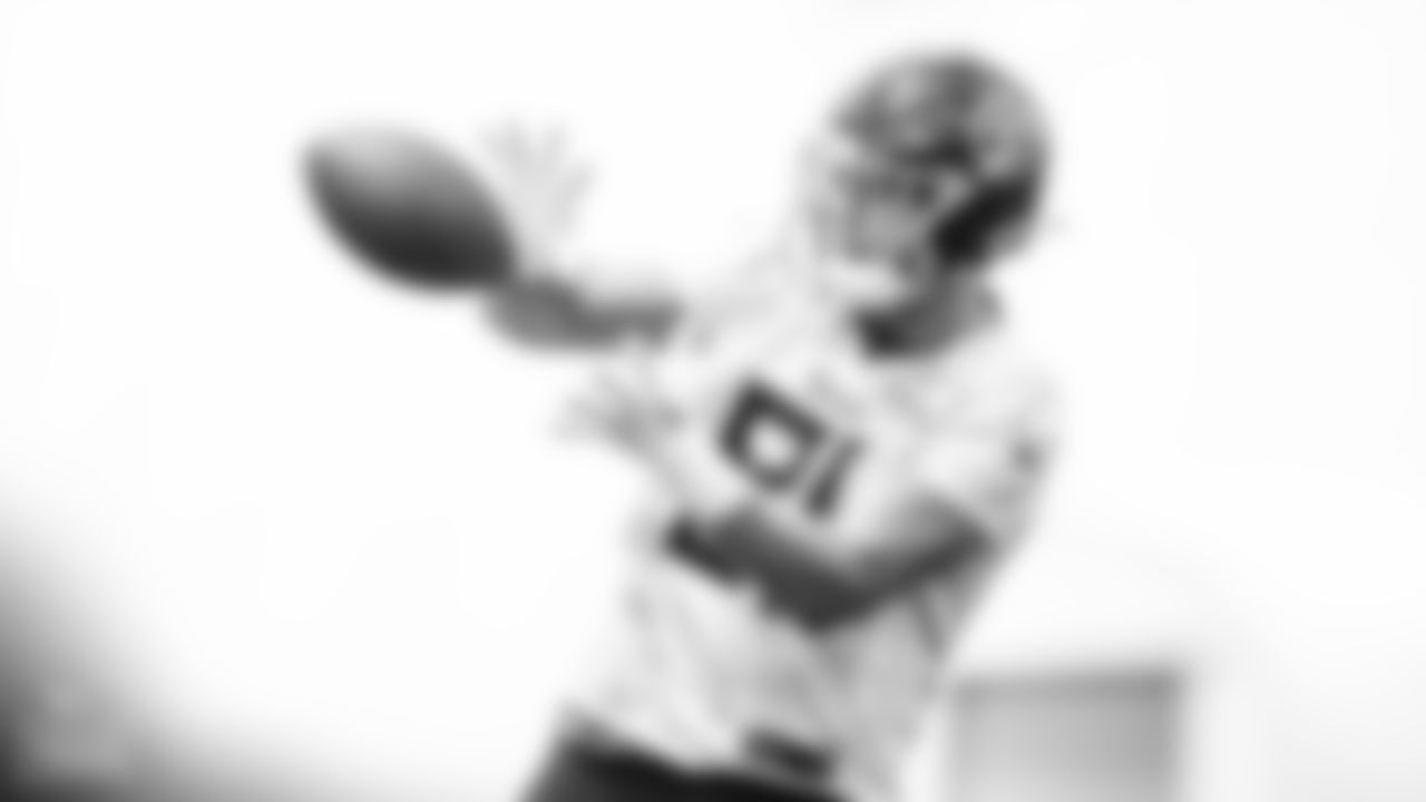 Josh Whyle during offseason OTA practice at Ascension Saint Thomas Sports Park on May 31, 2023 in Nashville, TN. Photo By Donald Page/Tennessee Titans