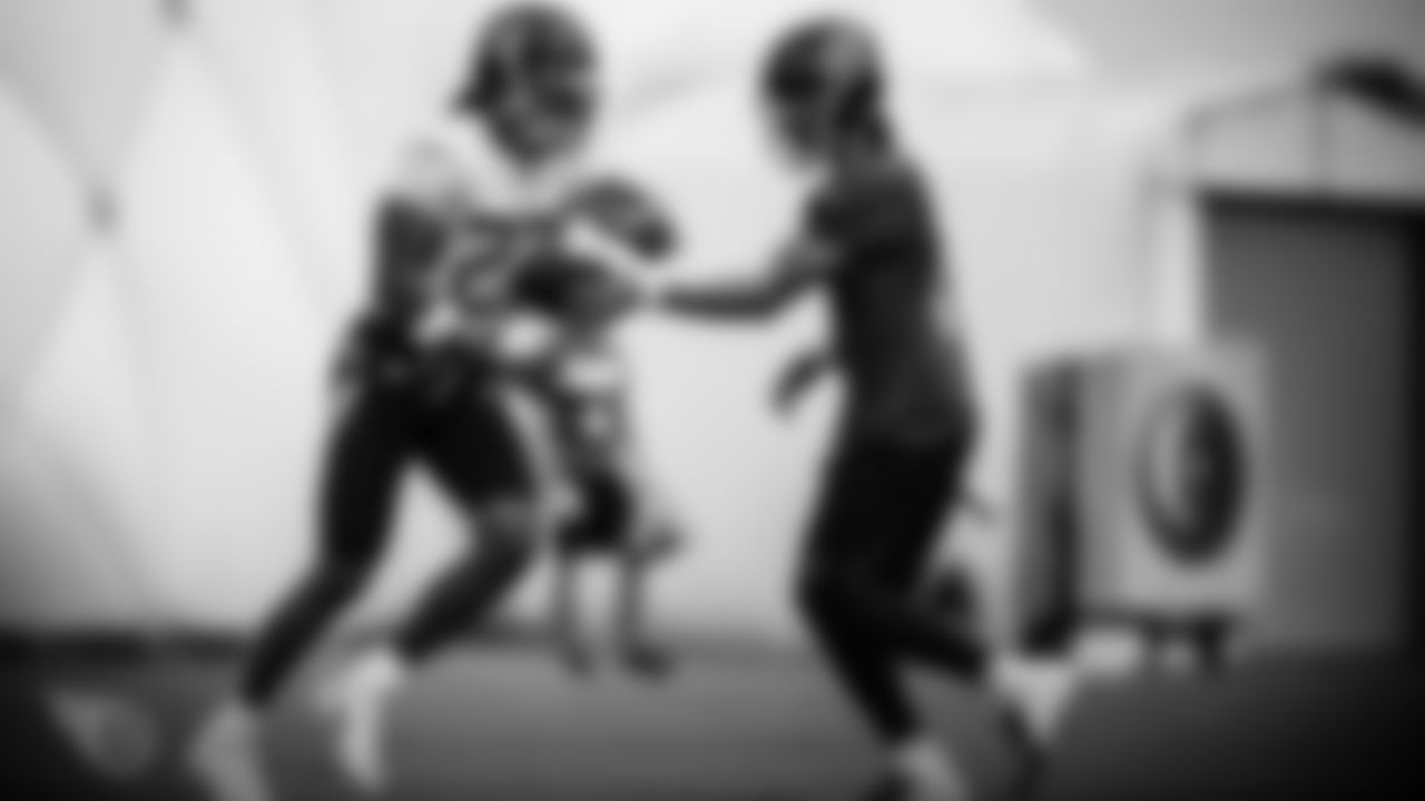 NASHVILLE, TN - AUGUST 14, 2020 - Running back Derrick Henry #22 of the Tennessee Titans and Quarterback Cole McDonald #2 of the Tennessee Titans during practice at Saint Thomas Sports Park in Nashville, TN. Photo By Donald Page/Tennessee Titans