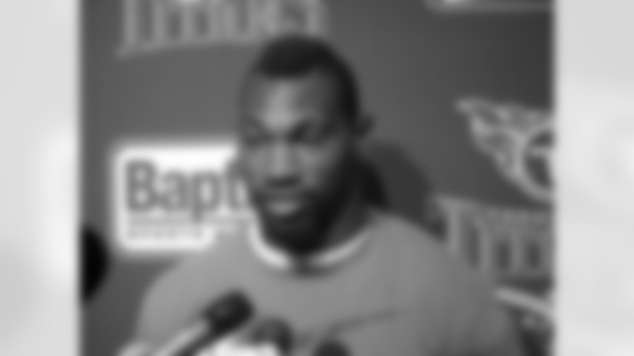 Linebacker Gerald McRath addresses reporters about returning to football at Baptist Sports Park.