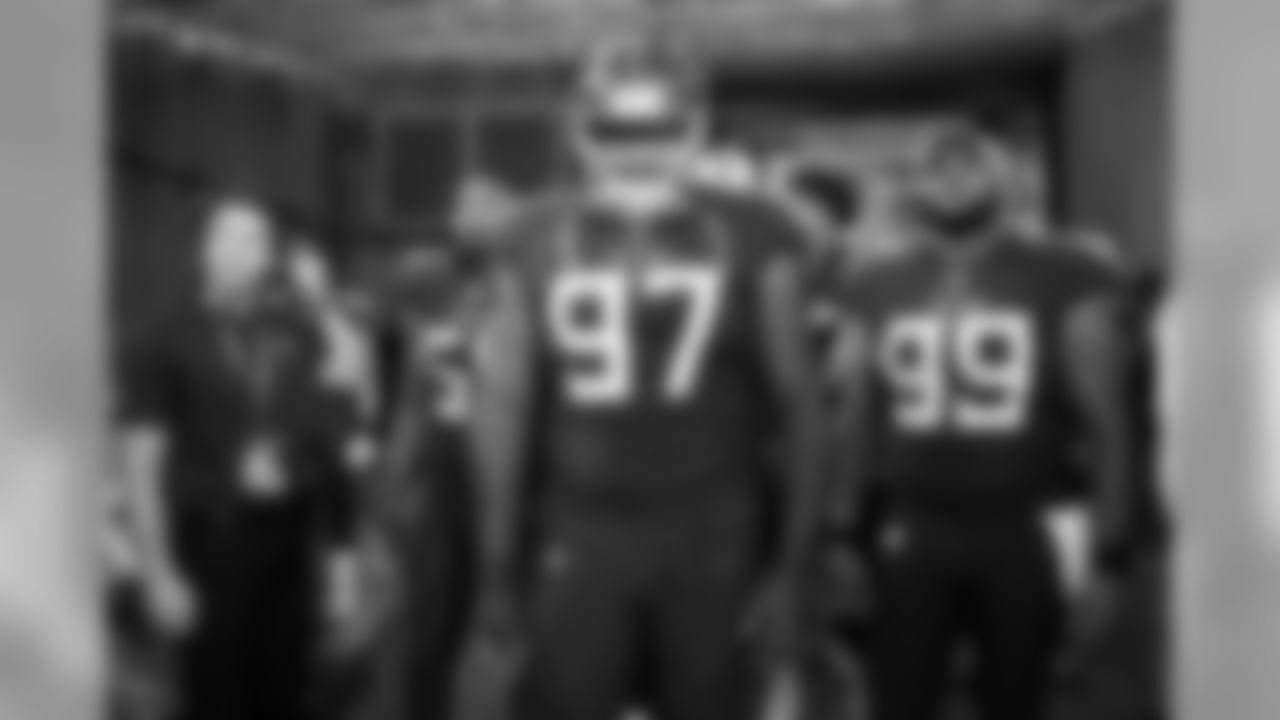 Tennessee Titans defensive tackle Du'Vonta Lampkin (97) waits to take the field before a preseason NFL football game against the Minnesota Vikings Thursday, Aug. 30, 2018, in Nashville, Tenn. (AP Photo/James Kenney)