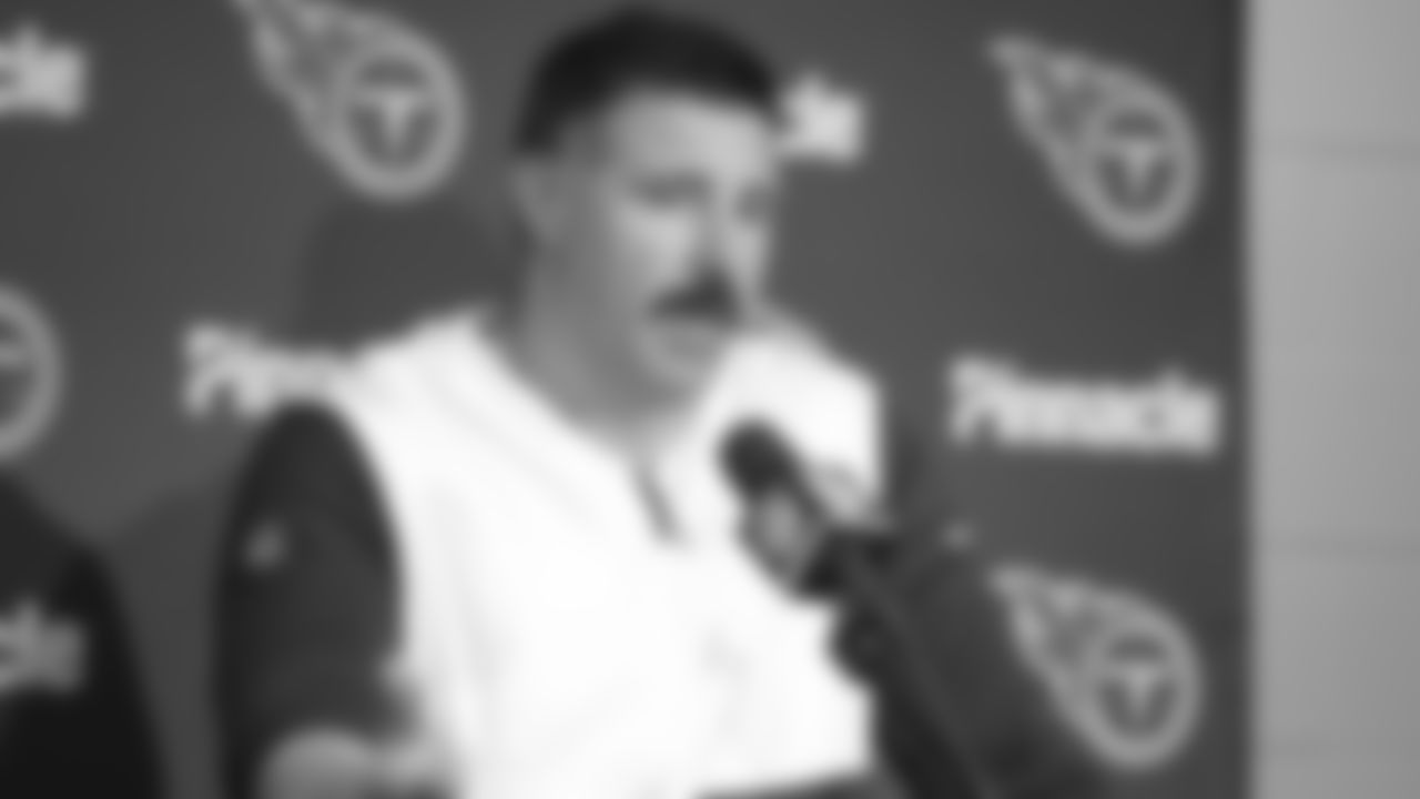 Tennessee Titans head coach Mike Vrabel speaks during a press conference following an NFL football game against the Indianapolis Colts in Indianapolis, Sunday, Dec. 1, 2019. The Titans defeated the Colts 31-17. (AP Photo/AJ Mast)