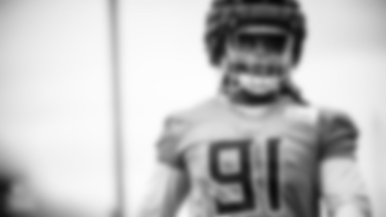 Defensive lineman Larrell Murchison #91 of the Tennessee Titans during practice at Ascension Saint Thomas Sports Park on October 26, 2022 in Nashville, TN. Photo By Cameron Faulkner/Tennessee Titans