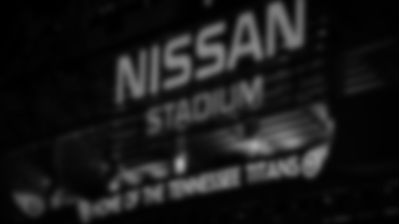 NASHVILLE, TN - APRIL 09, 2020 - General view of the exterior of Nissan Stadium for the Light It Blue campaign to show support for our nations healthcare workers in Nashville, TN. Photo By Donald Page/Tennessee Titans