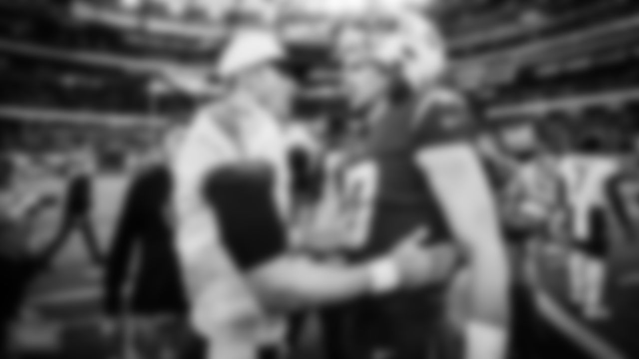 Quarterback Ryan Tannehill #17 of the Tennessee Titans with Chargers quarterback Justin Herbert after the game between the Tennessee Titans and the Los Angeles Chargers at SoFi Stadium on December 18, 2022 in Los Angeles, CA. Photo By Mark Brown/Tennessee Titans