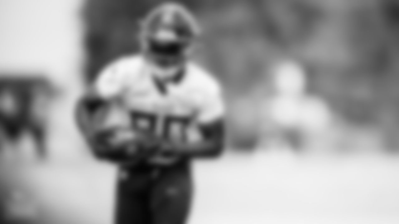 Wide receiver Reggie Roberson Jr. #80 of the Tennessee Titans during offseason OTA practice at Ascension Saint Thomas Sports Park on June 14, 2023 in Nashville, TN. Photo By Sofia Santana/Tennessee Titans