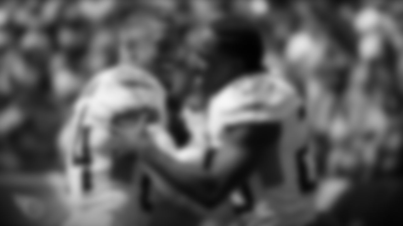 NASHVILLE, TN - SEPTEMBER 15, 2019 - Safety Kenny Vaccaro #24 and Cornerback Adoree' Jackson #25 of the Tennessee Titans before the game between the Tennessee Titans and the Indianapolis Colts at Nissan Stadium in Nashville, TN. Photo By Caleb Jones/Tennessee Titans