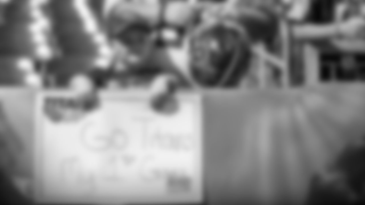 NASHVILLE, TN - OCTOBER 20, 2019 - Fan with sign during warm ups before the game between the Tennessee Titans and the Los Angeles Chargers at Nissan Stadium in Nashville, TN. Photo By Donald Page/Tennessee Titans