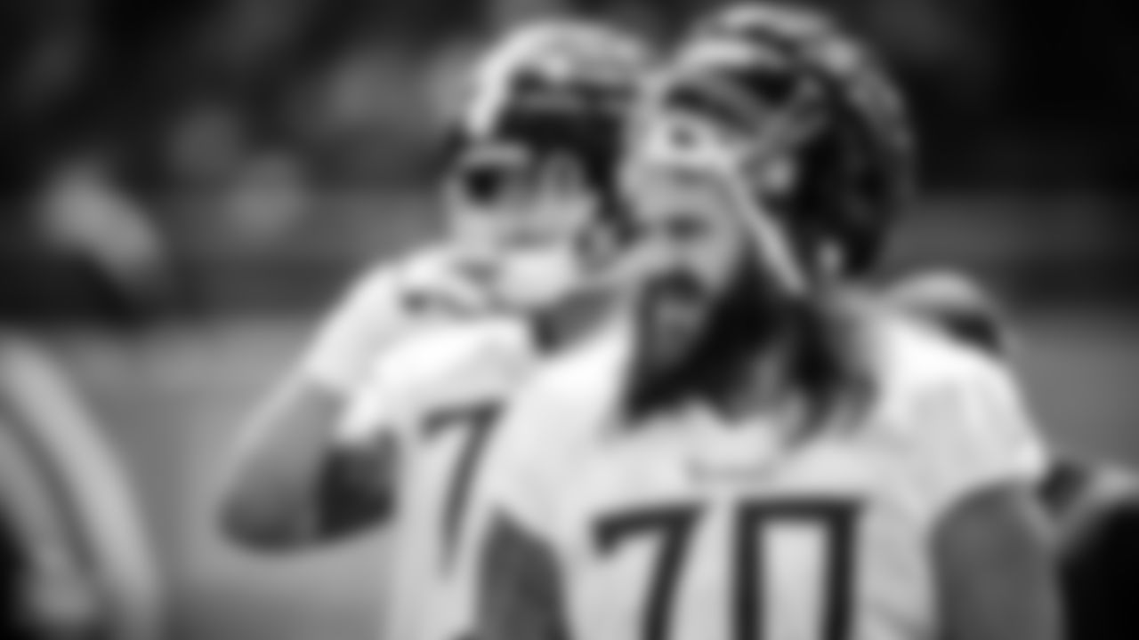 Guard Jordan Roos #70 of the Tennessee Titans during practice at Ascension Saint Thomas Sports Park on September 05, 2022 in Nashville, TN. Photo By Donald Page/Tennessee Titans