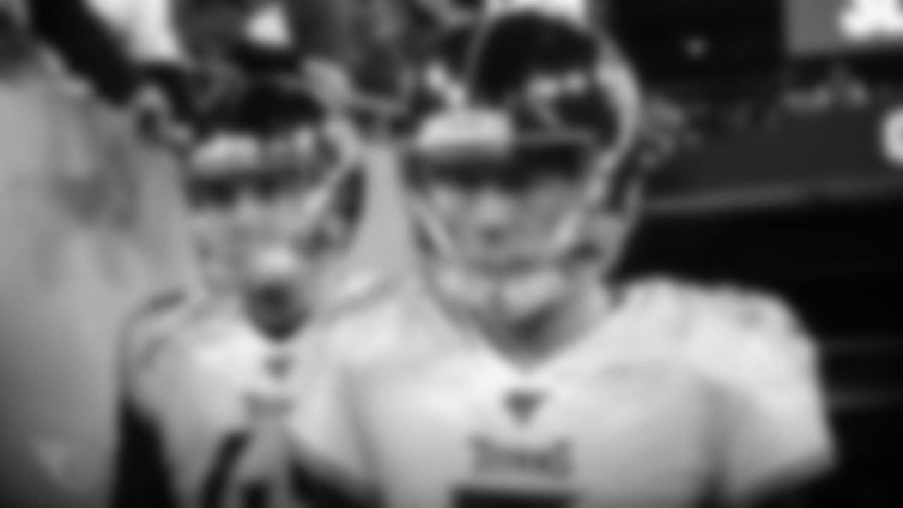 BALTIMORE, MD - JANUARY 11, 2020 - Longsnapper Beau Brinkley #48 of the the Tennessee Titans and Punter Brett Kern #6 of the Tennessee Titans enters the filed before the divisional playoff game between the Tennessee Titans and the Baltimore Ravens at M&T Bank Stadium in Baltimore, MD. Photo By Sam Carbine/Tennessee Titans