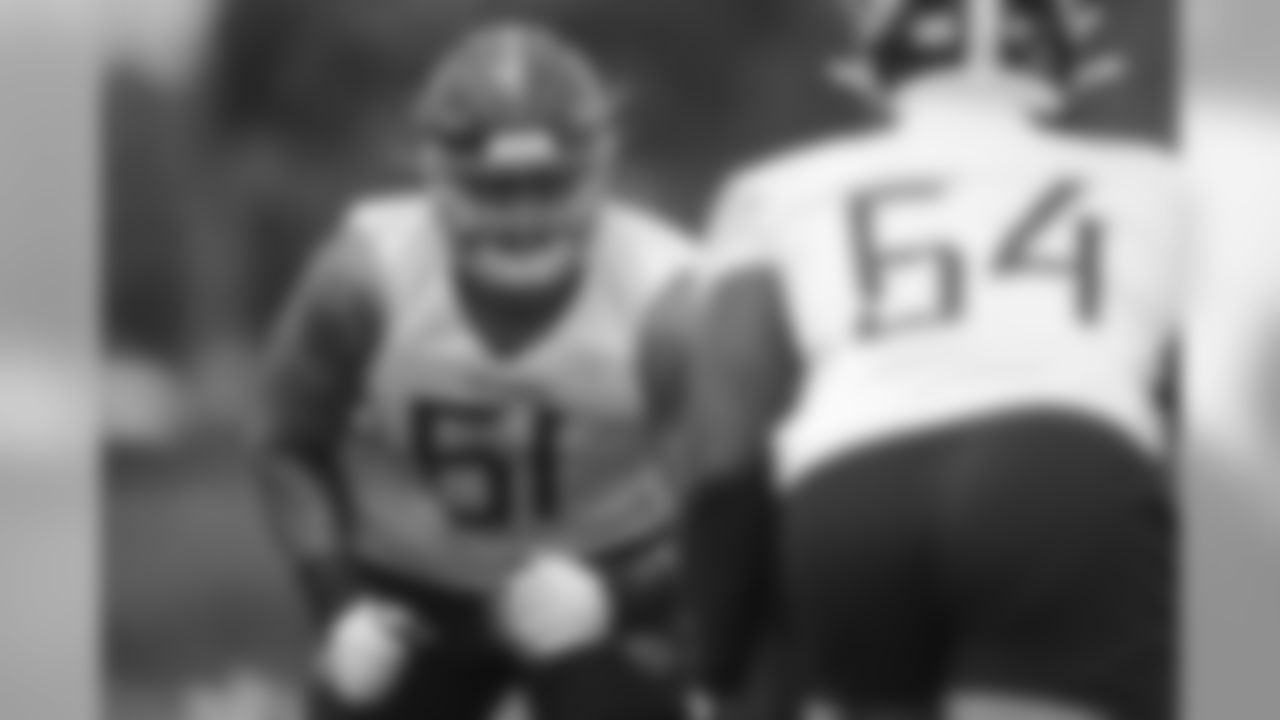 NASHVILLE, TN - JUNE 11, 2019 - Aaron Stinnie #61 of Tennessee Titans during OTA practice in Nashville, TN. Photo By Donald Page/Tennessee Titans
