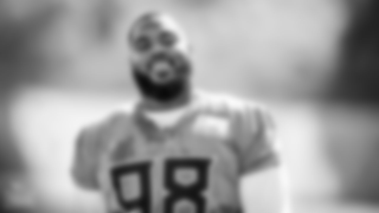 Defensive lineman Jeffery Simmons #98 of the Tennessee Titans during fall camp practice at the Ascension Saint Thomas Sports Park in Nashville, TN. Photo By Donald Page/Tennessee Titans