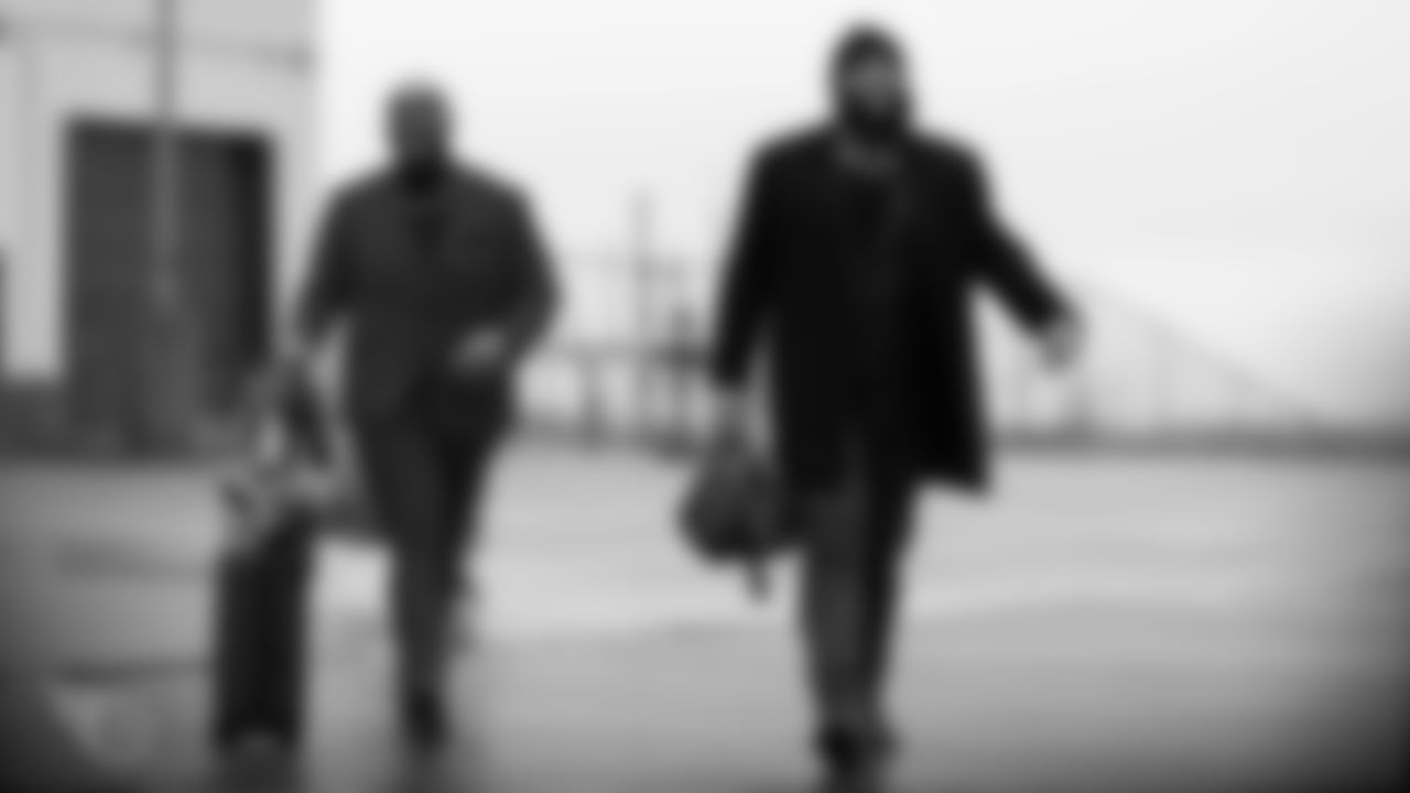 NASHVILLE, TN - JANUARY 03, 2020 - Defensive tackle Jurrell Casey #99 of the Tennessee Titans and Defensive lineman DaQuan Jones #90 of the Tennessee Titans during the travel day before the Wildcard playoffs vs the New England Patriots in Nashville, TN. Photo By Donald Page/Tennessee Titans