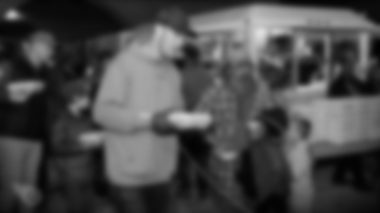 NASHVILLE, TN - NOVEMBER 26, 2019 - Quarterback Ryan Tannehill #17 of the Tennessee Titans feeding the homeless community a thanksgiving meal with the Bridge Ministry in Nashville, TN. Photo By Donald Page/Tennessee Titans