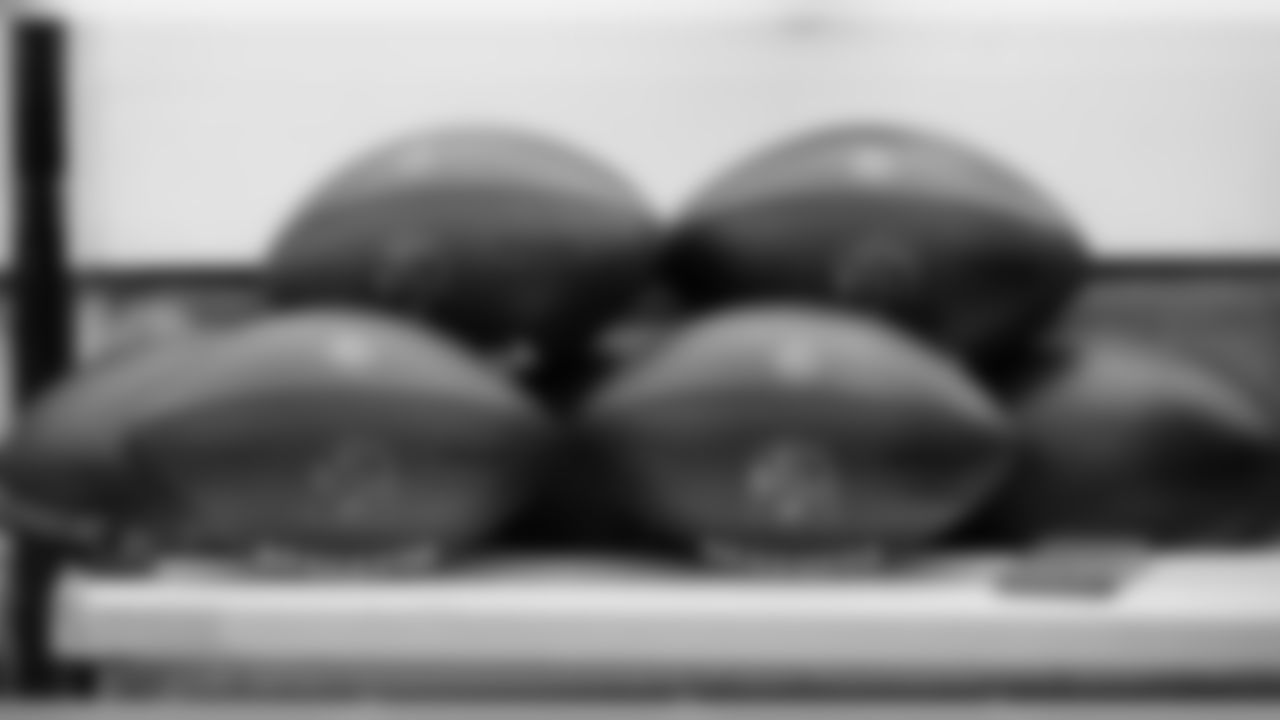 Footballs are stacked on a team bench before an NFL football game between the Tennessee Titans and the Houston Texans Sunday, Sept. 16, 2018, in Nashville, Tenn. (AP Photo/Mark Zaleski)