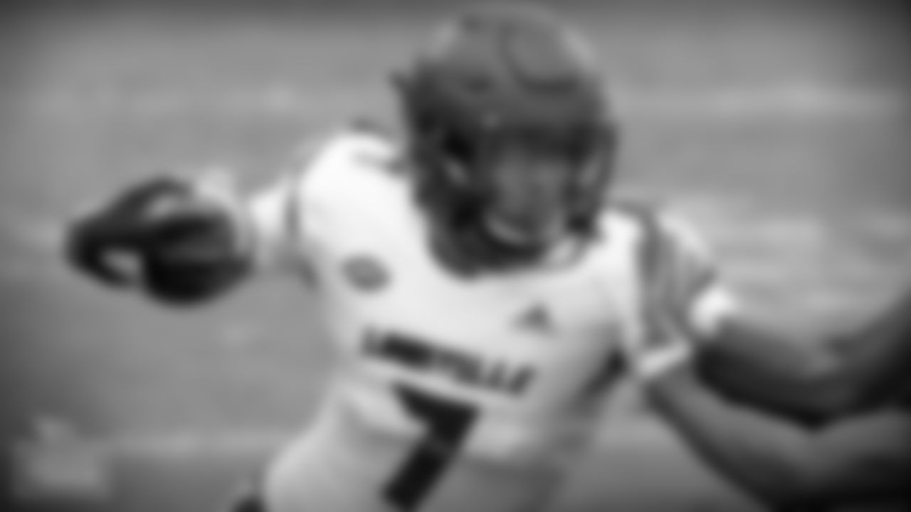 Louisville wide receiver Dez Fitzpatrick (7) plays against Pittsburgh during an NCAA college football game, Saturday, Sept. 26, 2020, in Pittsburgh. (AP Photo/Keith Srakocic)