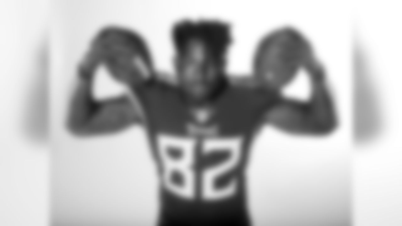 Tennessee Titans tight end Delanie Walker poses June 11, 2018, in Nashville, Tenn. (AP Photo/Mark Humphrey)