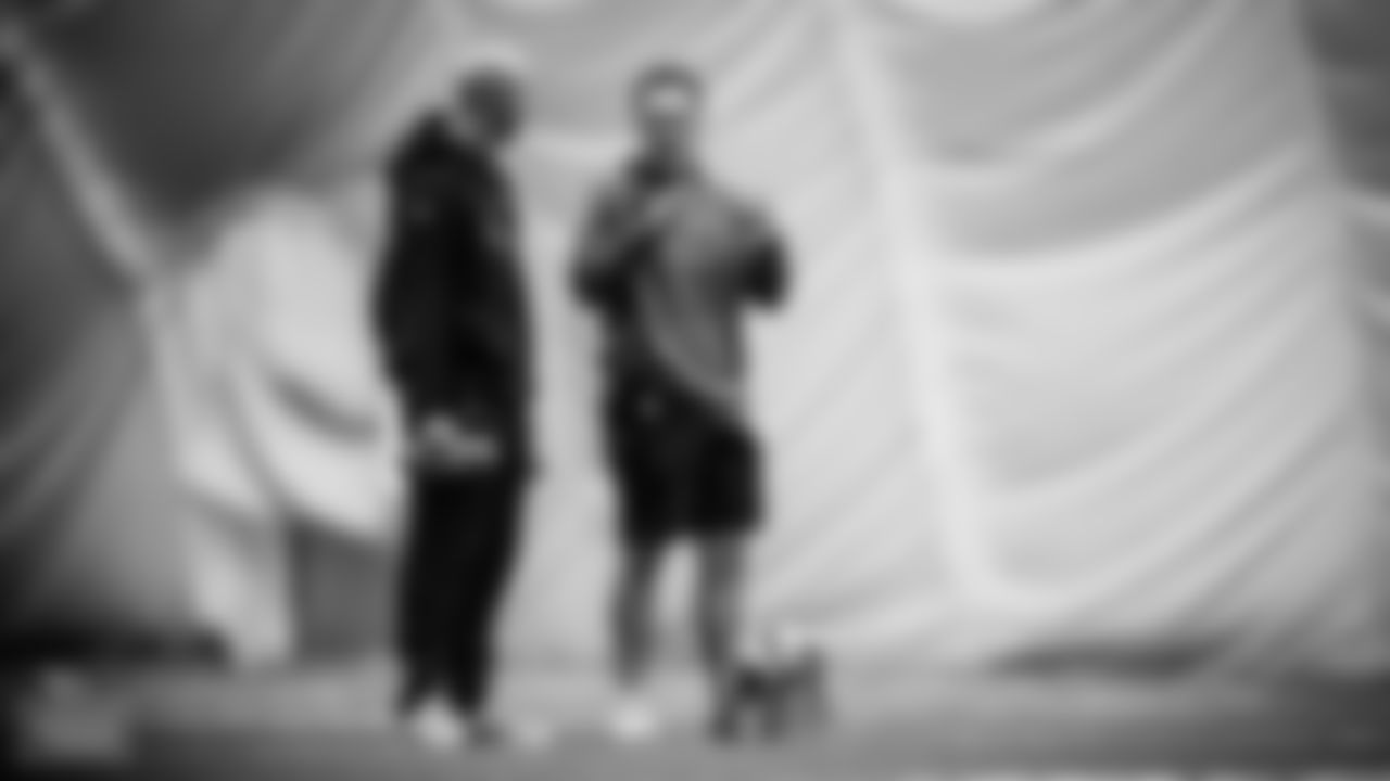 Athletic Trainer Matt Greg and Clay Taylor during practice in the bubble at Saint Thomas Sports Park on December 27, 2022 in Nashville, TN. Photo By Donald Page/Tennessee Titans