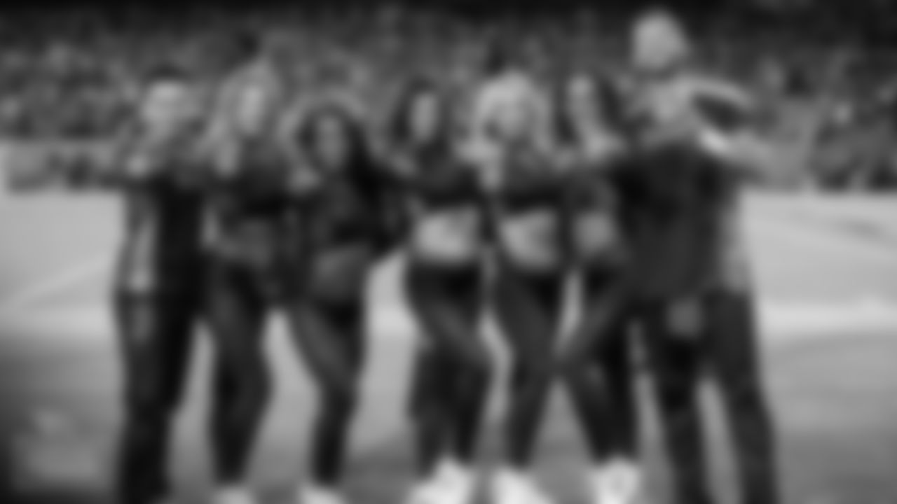 Tennessee Titans Cheerleaders during the Monday Night Football game between the Tennessee Titans and the Buffalo Bills at Nissan Stadium on October 18, 2021 in Nashville, TN. Photo By Lakin Householder/Tennessee Titans