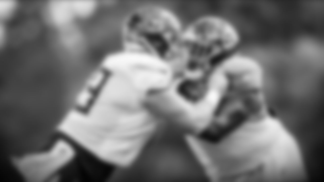 NASHVILLE, TN - AUGUST 25, 2020 - Guard Zac Kerin #69 of the Tennessee Titans and Nose tackle Kobe Smith #73 of the Tennessee Titans during practice at Saint Thomas Sports Park in Nashville, TN. Photo By Donald Page/Tennessee Titans