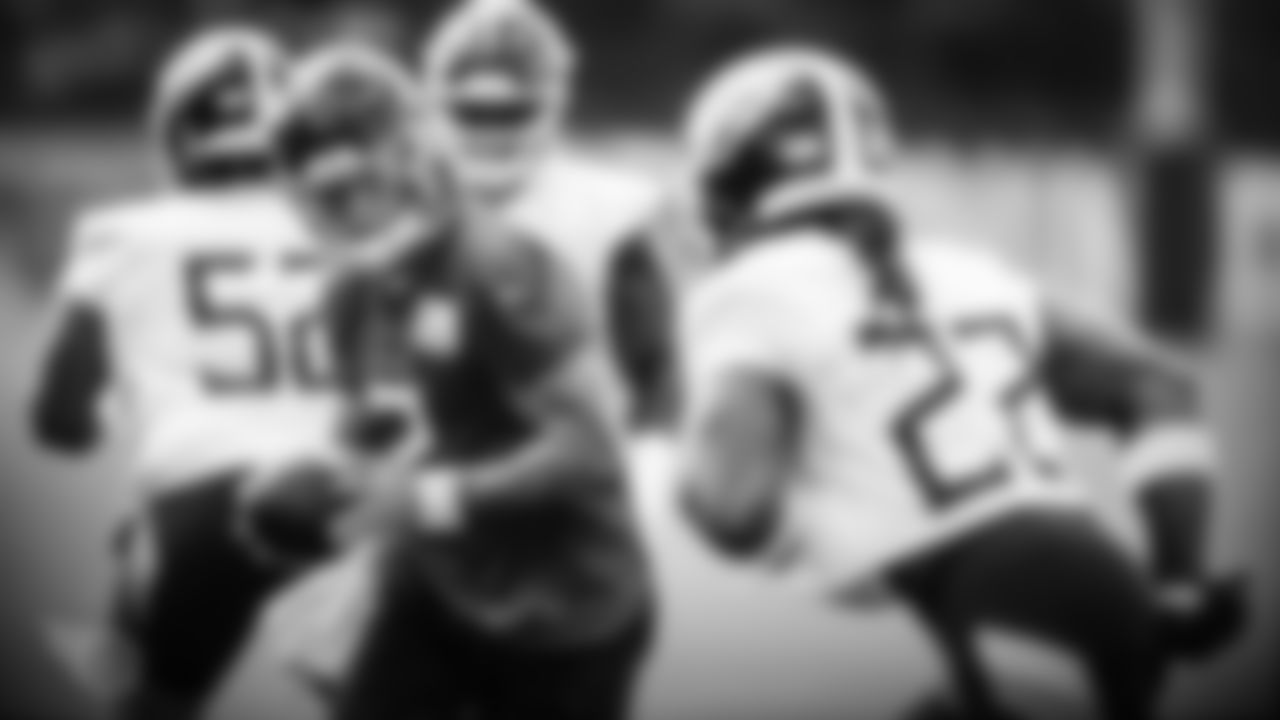 NASHVILLE, TN - AUGUST 16, 2020 - Quarterback Cole McDonald #2 of the Tennessee Titans and Running back Derrick Henry #22 of the Tennessee Titans during practice at Saint Thomas Sports Park in Nashville, TN. Photo By Donald Page/Tennessee Titans