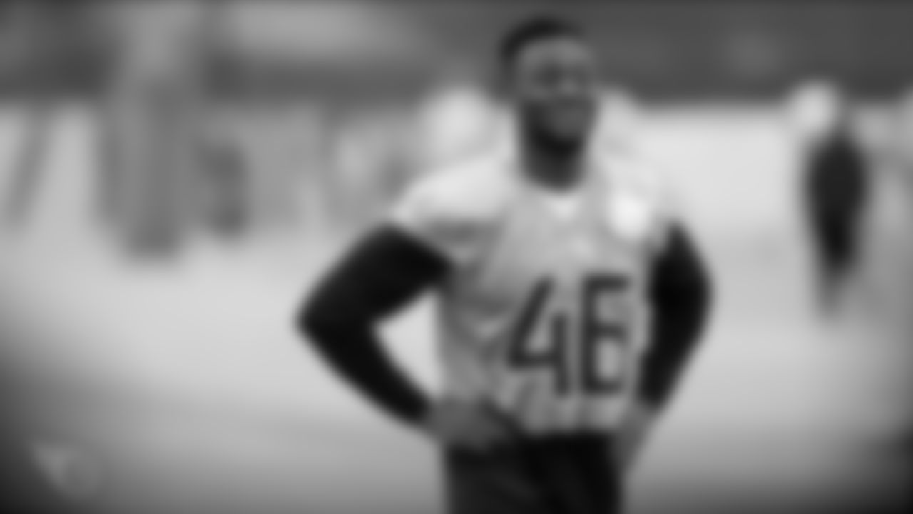 NASHVILLE, TN - DECEMBER 27, 2019 - Defensive back Joshua Kalu #46 of the Tennessee Titans during practice at Saint Thomas Sports Park in Nashville, TN. Photo By Donald Page/Tennessee Titans
