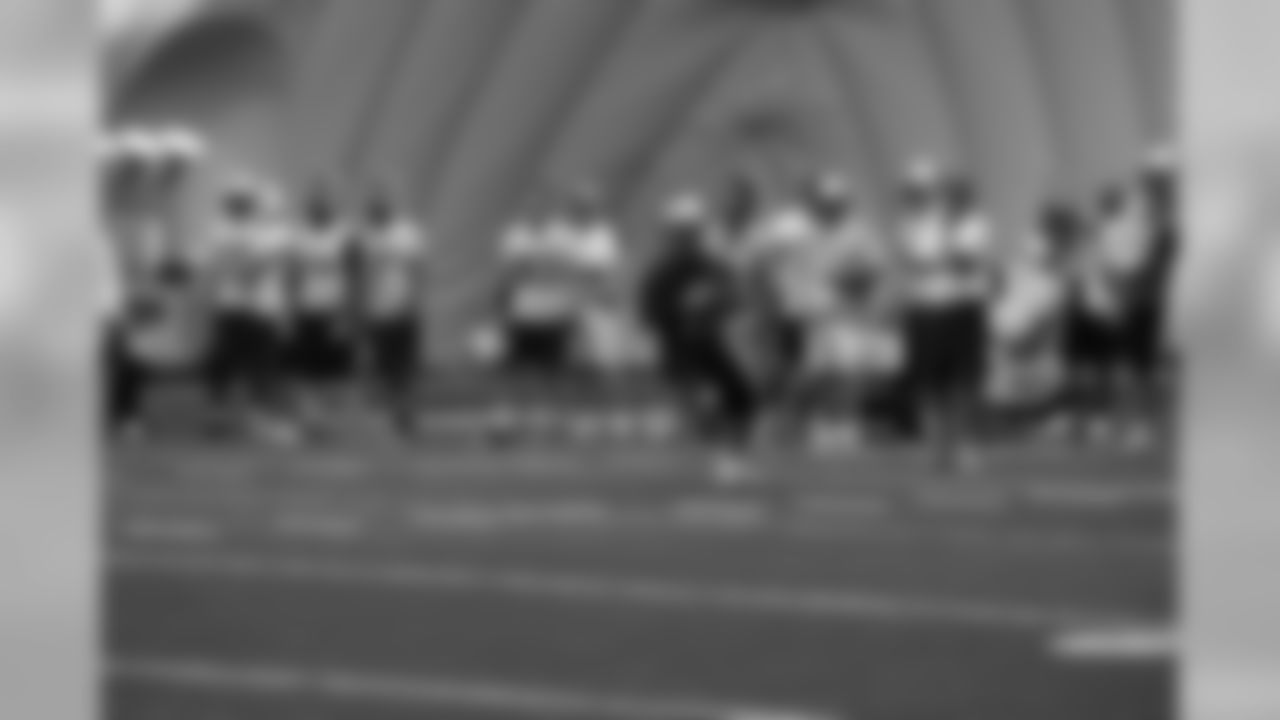 Titans players practice inside during Tuesday's organized training activity (OTA) at Baptist Sports Park in Nashville, Tenn.