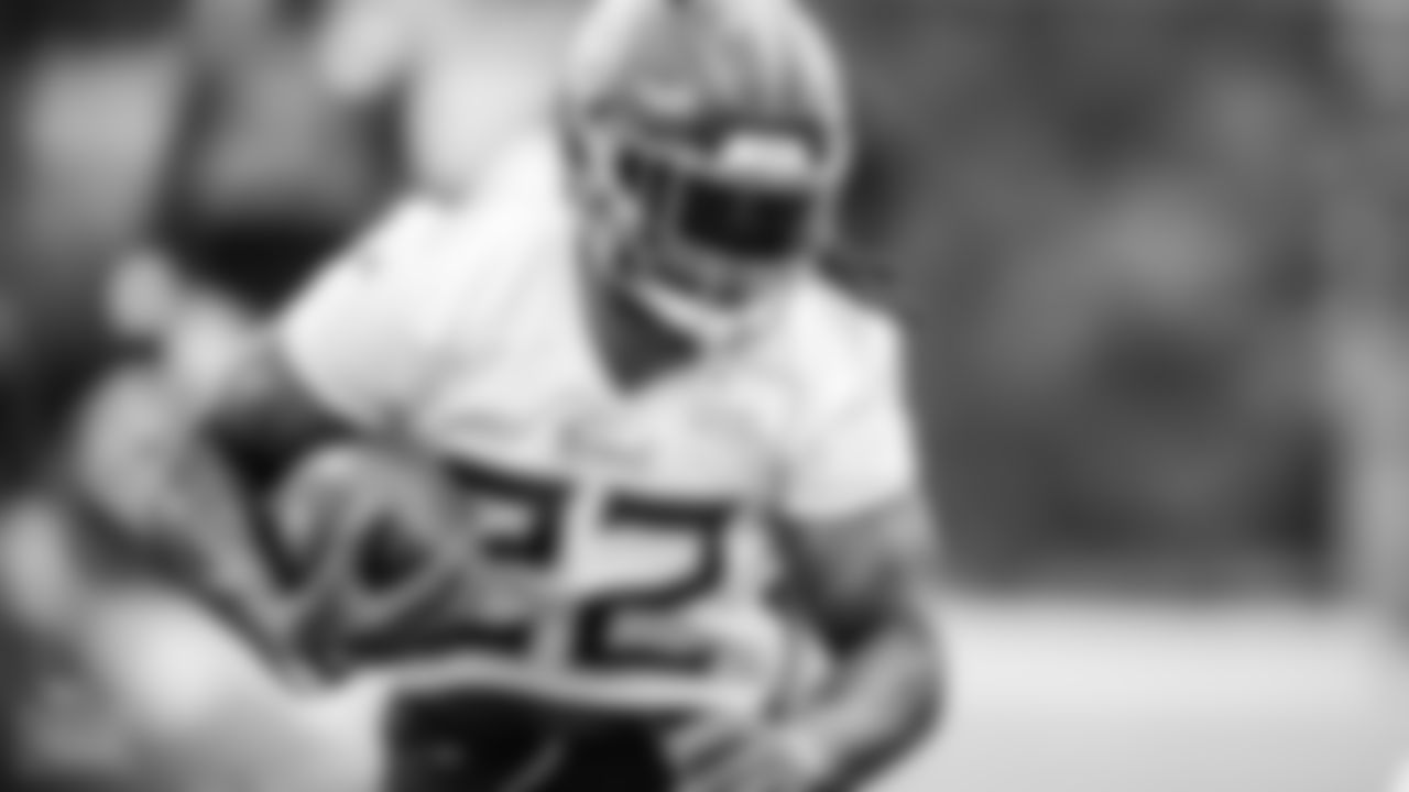 Running back Derrick Henry #22 of the Tennessee Titans during offseason minicamp practice at Ascension Saint Thomas Sports Park on June 07, 2023 in Nashville, TN. Photo By Donald Page/Tennessee Titans