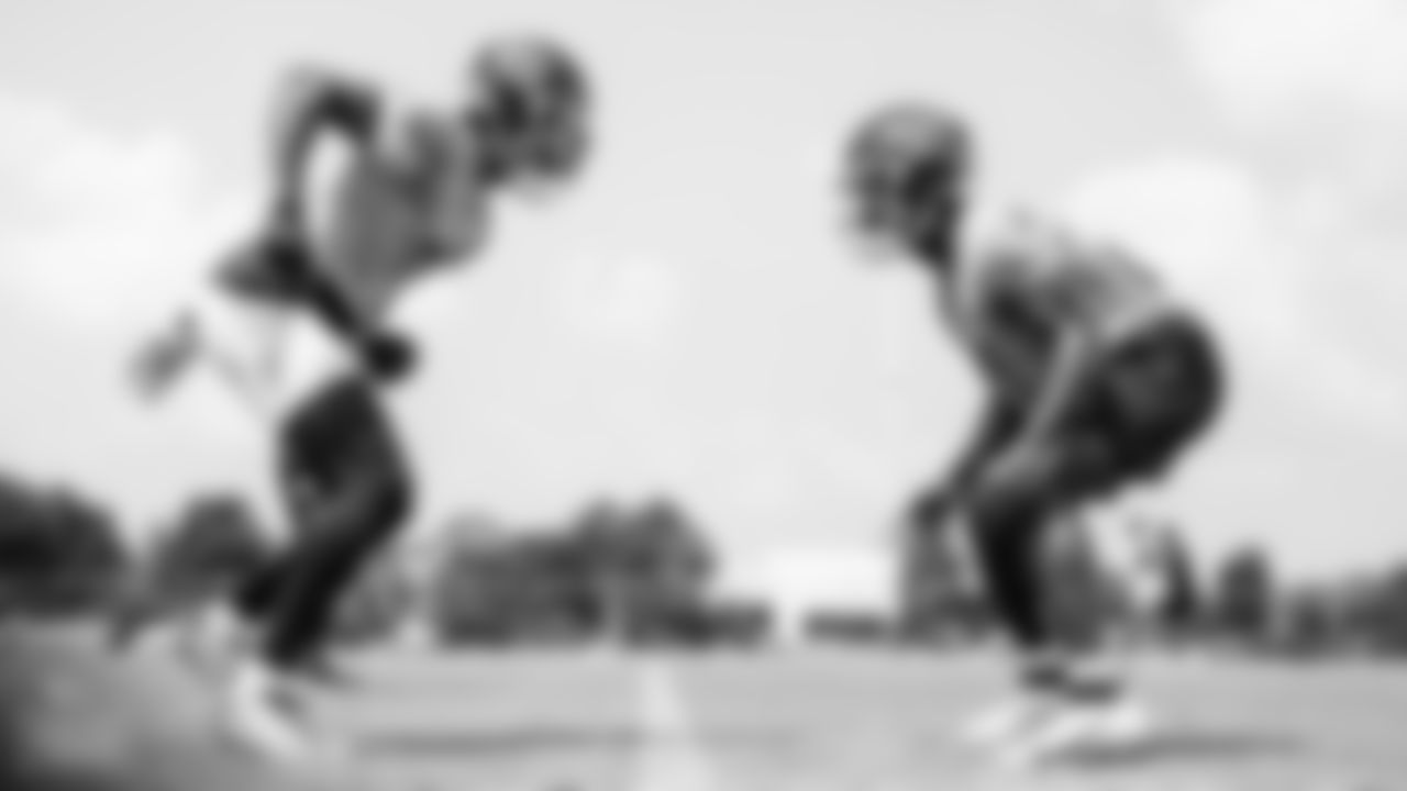Cornerback Sean Murphy-Bunting #0 of the Tennessee Titans and Cornerback Roger McCreary #21 of the Tennessee Titans during offseason minicamp practice at Ascension Saint Thomas Sports Park on June 08, 2023 in Nashville, TN. Photo By Donald Page/Tennessee Titans