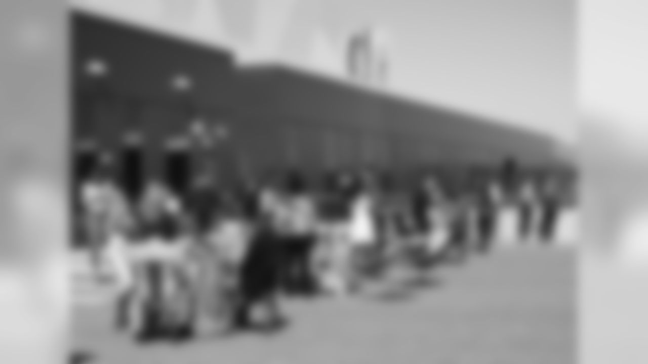 An image from July 17, 2018 of the Vikings Women team huddle held at TCO Performance Center in Eagan, MN.