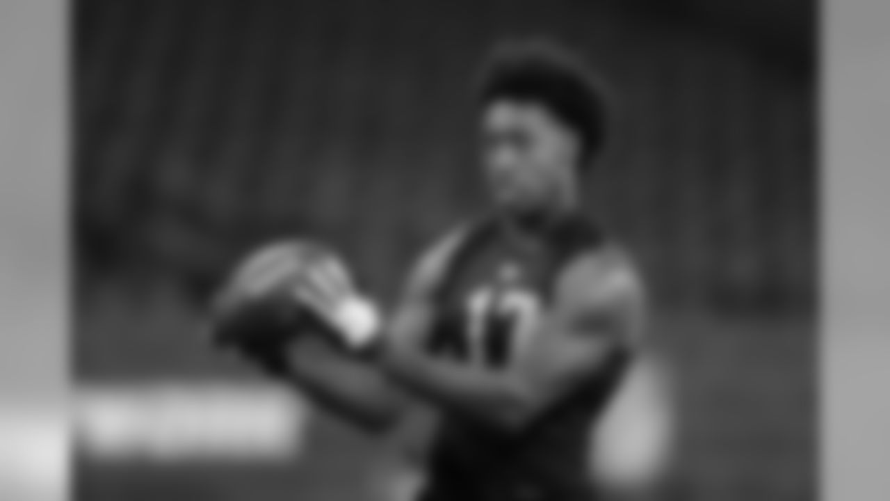 Liberty wide receiver Antonio Gandy-Golden runs a drill at the NFL football scouting combine in Indianapolis, Thursday, Feb. 27, 2020. (AP Photo/Michael Conroy)